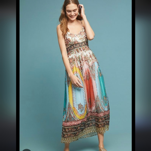 Anthropologie Dresses & Skirts - Anthropologie Virginia Chiffon Multicolor Maxi Dress